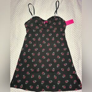 Betsey Johnson Floral Black Night Dress